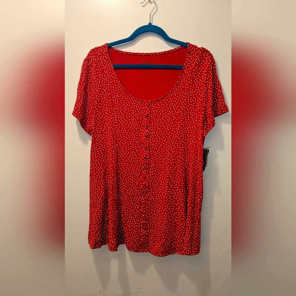 Torrid Super Soft Red Polka Dot Women's Top